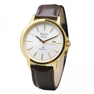 Alexandre Christie AC 1014 Gold White Leather Lady LDLGPSL